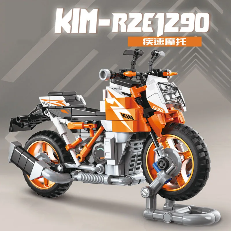 285pcs Stadt technologie konkurrieren in Geschwindigkeit Motorrad Baustein Straßen auto Lokomotive montieren Modell Ziegel Kinder Spielzeug Geschenk