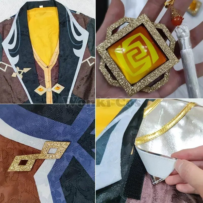 Zhongli Cosplay masculino, Liyue Morax, Zhong Li Impact, jogo de cabelo longo, peruca, festa cosplay