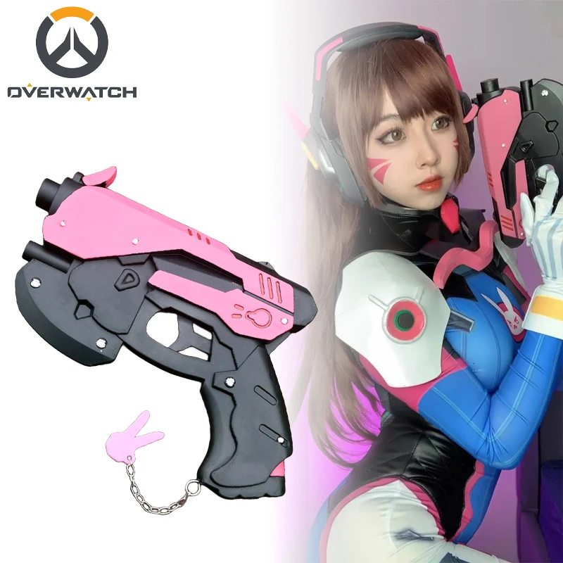 Real Size Overwatch D.Va Pistol Gun Weapon Hana Song Cosplay Prop Rubber Tracer DVA Gun Model Game Peripheral Kid Toy Anime Gift