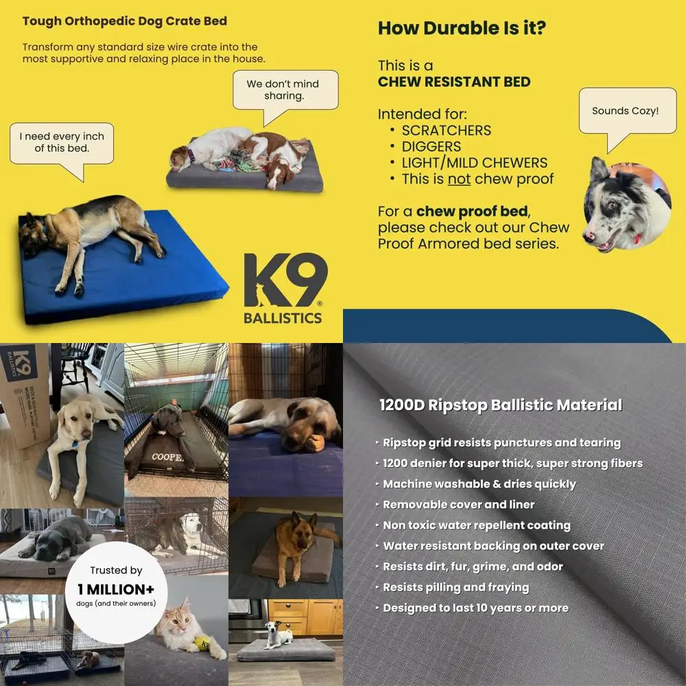 Extra Large Orthopedic Crate Bed with Washable Cover for XL Dogs, 47x29 inches