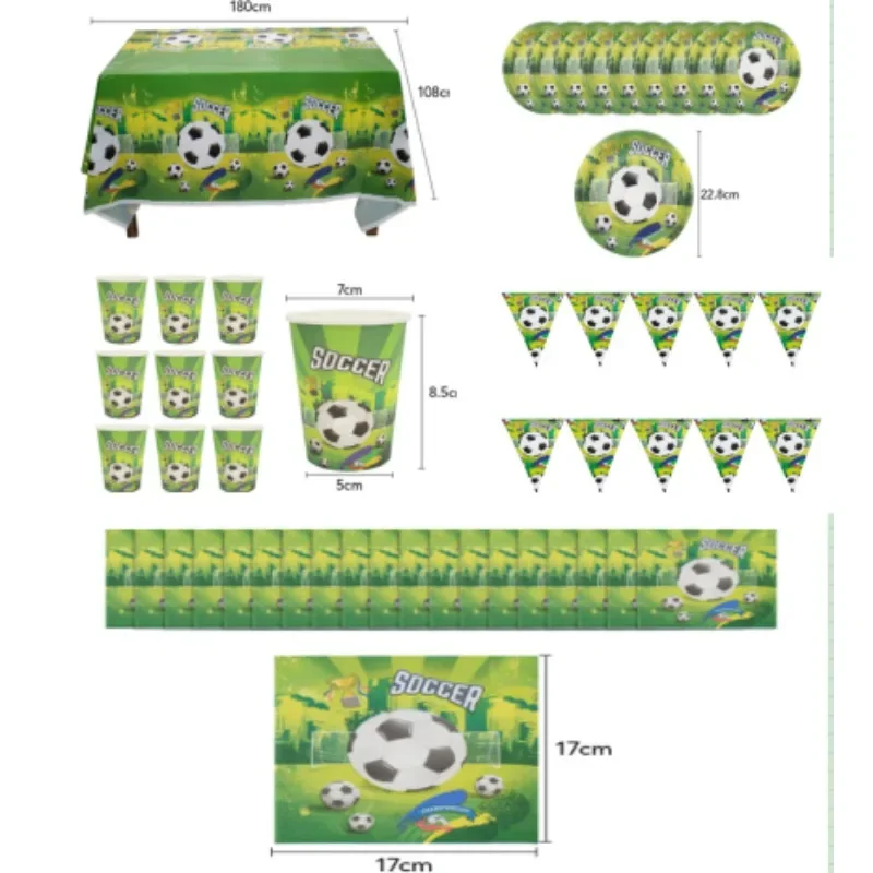 Soccer Football Theme Kids Boy Birthday Party Tableware Decoration Cup Plate Napkin Banner Tablecloth Balloon Party Supplies Set