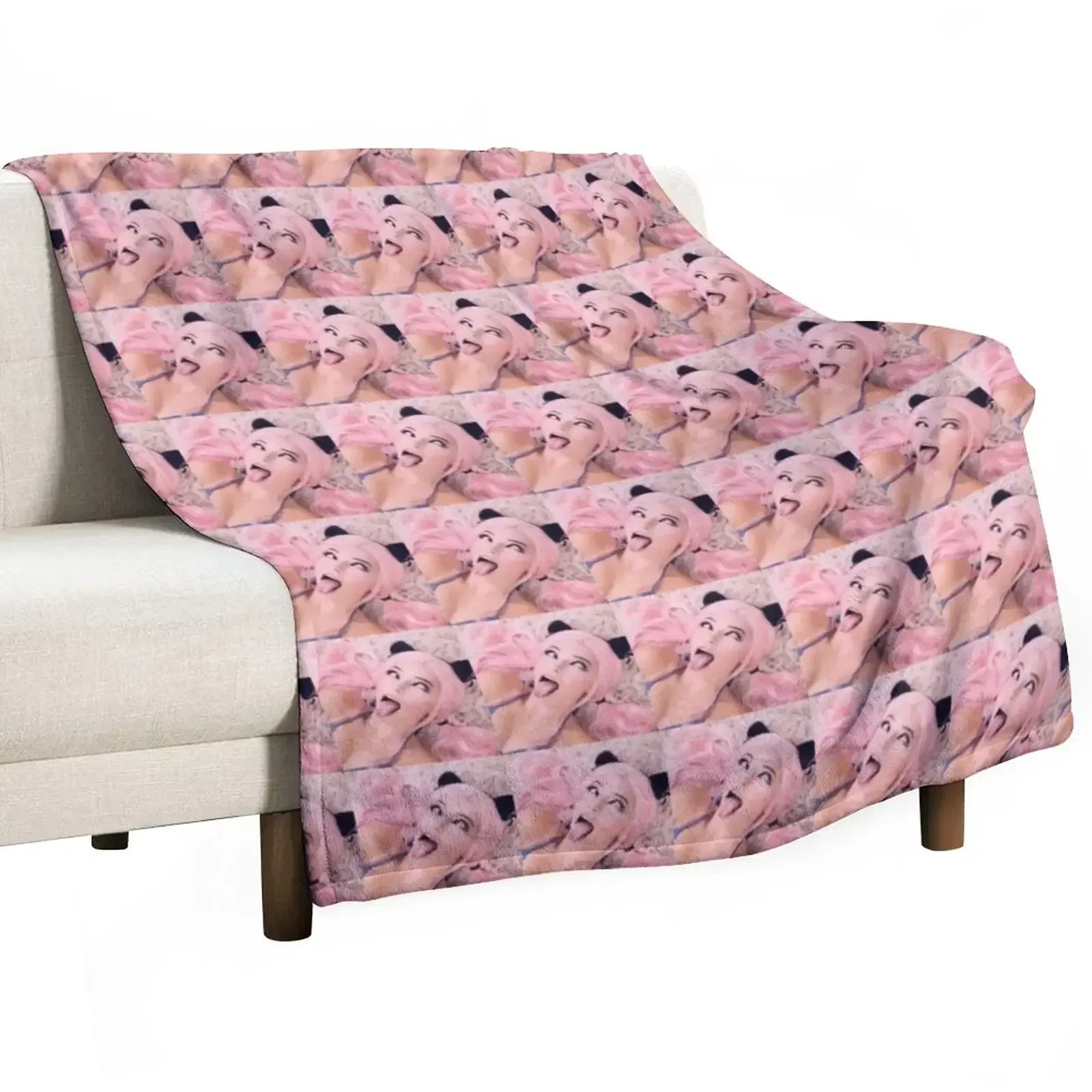 Belle Delphine's Famous Face Throw Blanket Luxury Throw Bed linens Luxury Designer Blankets