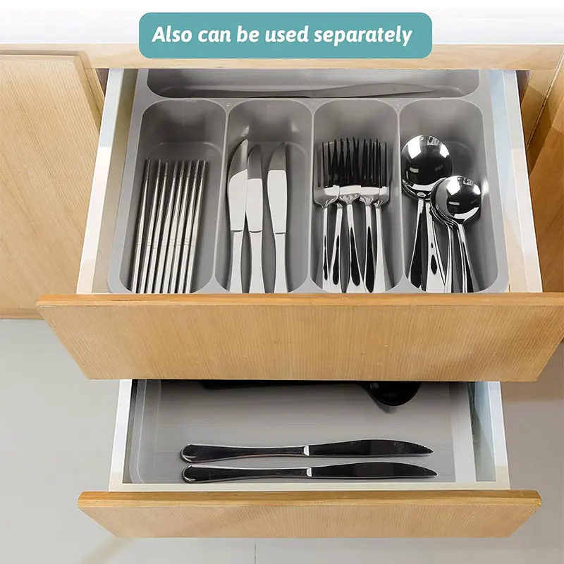 Expandable Cutlery Drawer Organizer Adjustable Kitchen Utensil Tray 6 Compartment Flatware Storage Divider Kitchen Organization