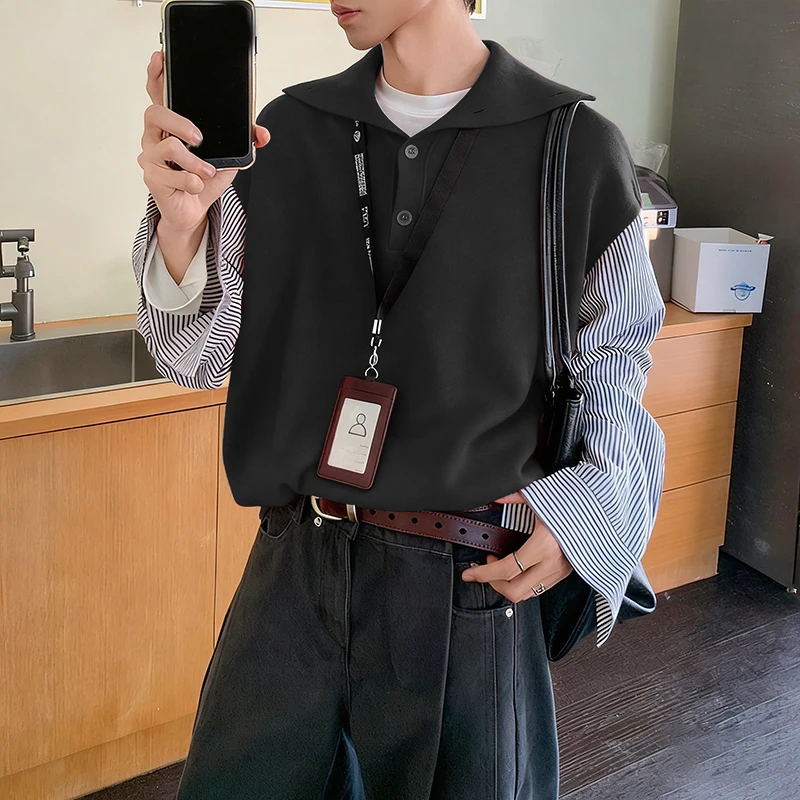 Incerun camisa masculina listrada retalhos lapela manga longa casual roupas masculinas streetwear estilo coreano moda topos camisas masculinas S-5XL