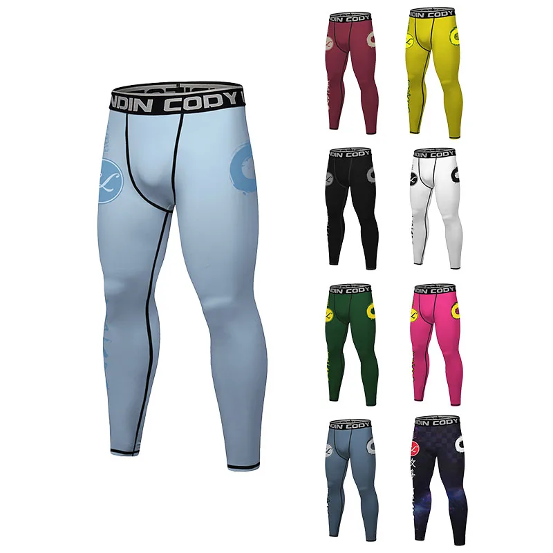 Graphic Print Compression Leggings Men Codylundin Elastic Waist Quick Dry Breathable No Gi BJJ MMA Training Anti Slip Trousers - view 4