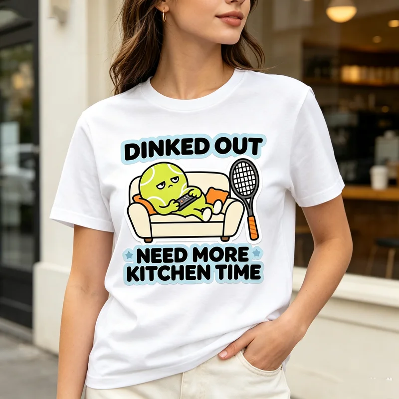 Pickleball T-Shirt Dinked Out Need More Kitchen Time Funny Vintage Retro Graphic Tee for Men Women Players Casual Streetwear