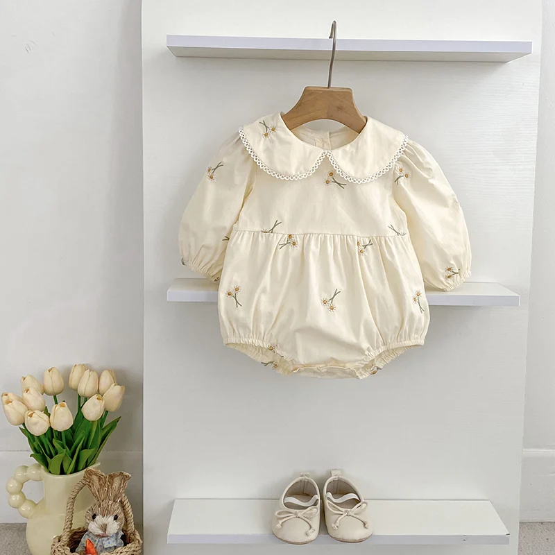 0-24 متر الخريف الطفل رومبير بأكمام طويلة القطن المطبوعة الوليد الطفل بنات الجولة الرقبة داخلية الكورية نمط طفلة الملابس #3