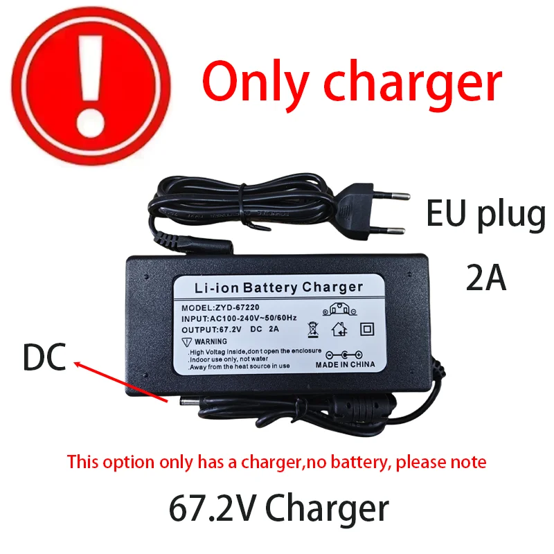 60V 120Ah 18650 Lithium-ion batterijpakket 67,2V 120000mAh met BMS voor driewieler zonne-energieopslag