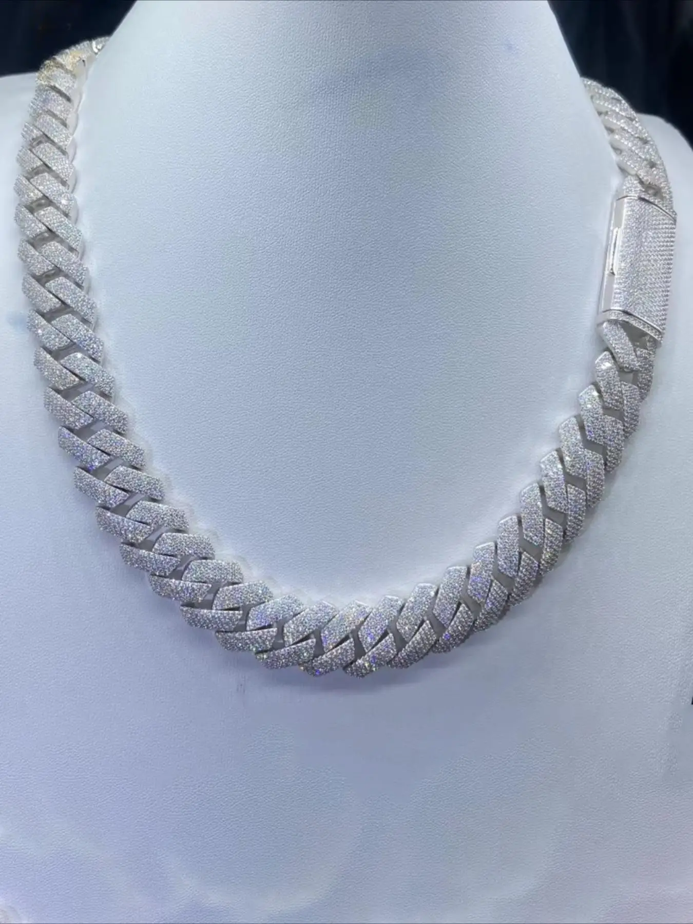 Fashion Hip Hop Extra Large Thick Chain 20mm 4 Row Cuban Chain, Men's Ice Crystal Cuban Chain, Street Hip Hop Cultural Jewelry,