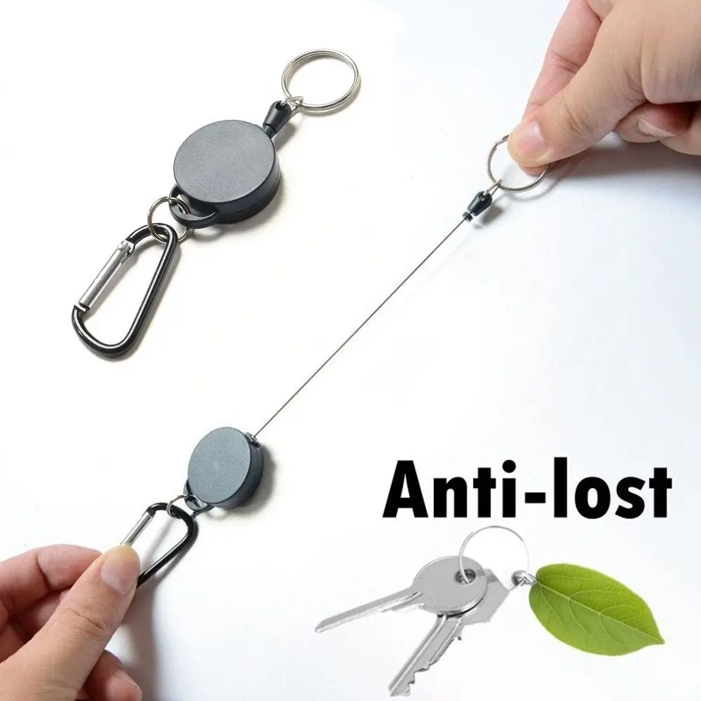 Safety Retractable High Elasticity Keychain Easy Buckle Nylon Wire Rope Key Ring Outdoor Sports Badge Reel ID Card Holder