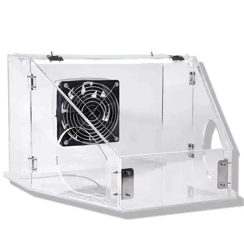 Acrylic Sealed Sanding Dust Box with Vent Fan, Dust Bag, LED Lighting for DIY Polishing