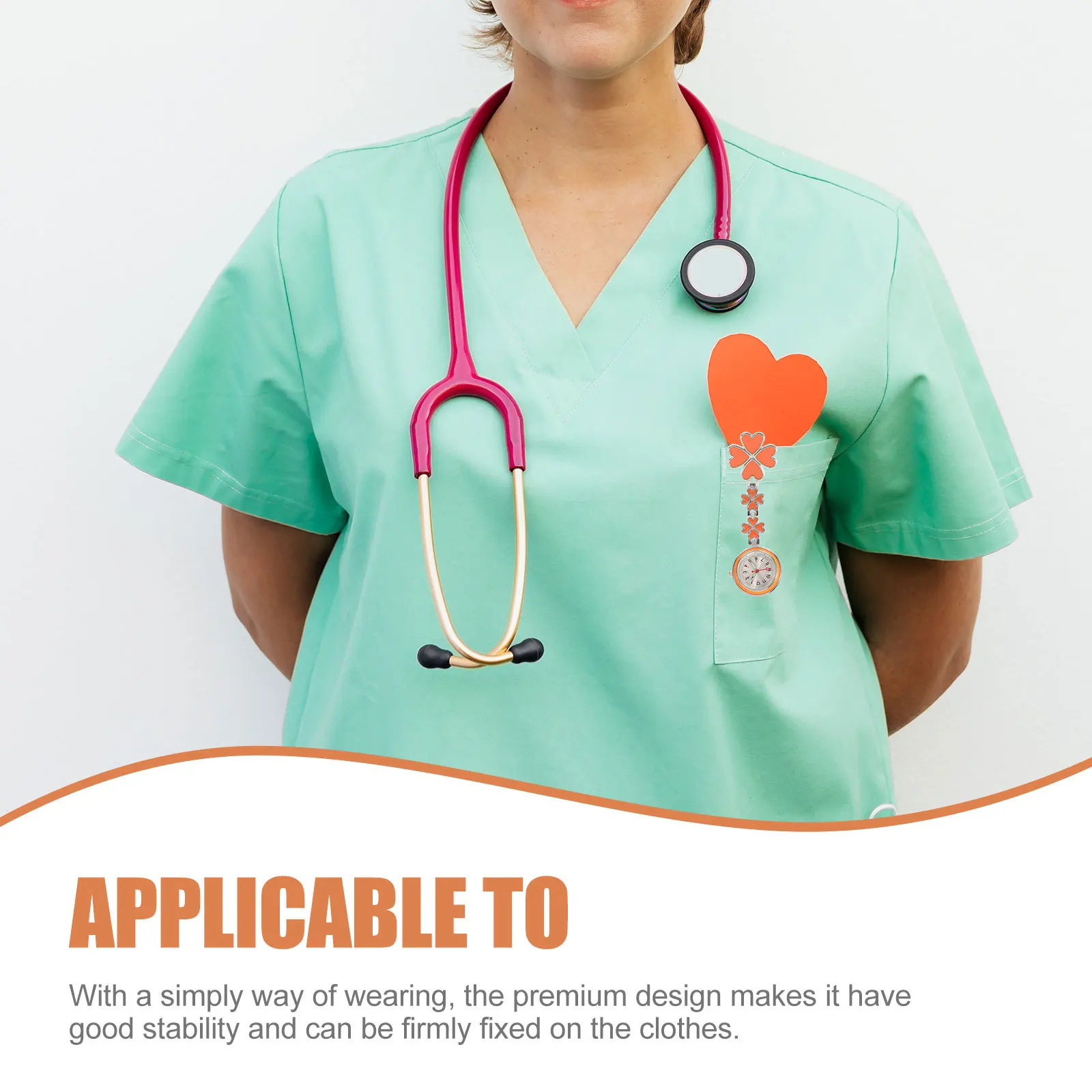 

Nurse Pocket Watch with Rose Pattern Hanging Fob Clip on Chest Watch for Nurses Lightweight Modern Round Dial Timekeeping Tool