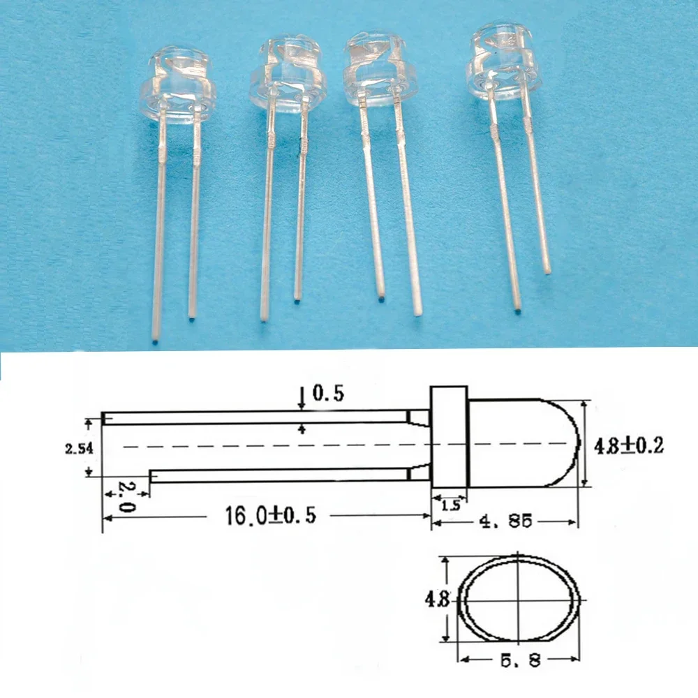 100Pcs 5mm Straw Hat Diode Led 3V UV Purple Water Clear Super Brights Wide Angle Bulb Lamps atmosphere Diodes Direct insertion