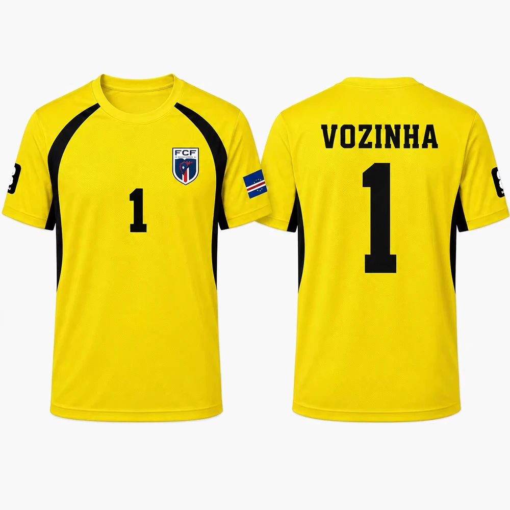 Cape Verde Vozinha 1 Goalkeeper Soccer Jersey Unisex Short Sleeve Fan Shirt Regular Fit for Match Training Summer Cheer Top