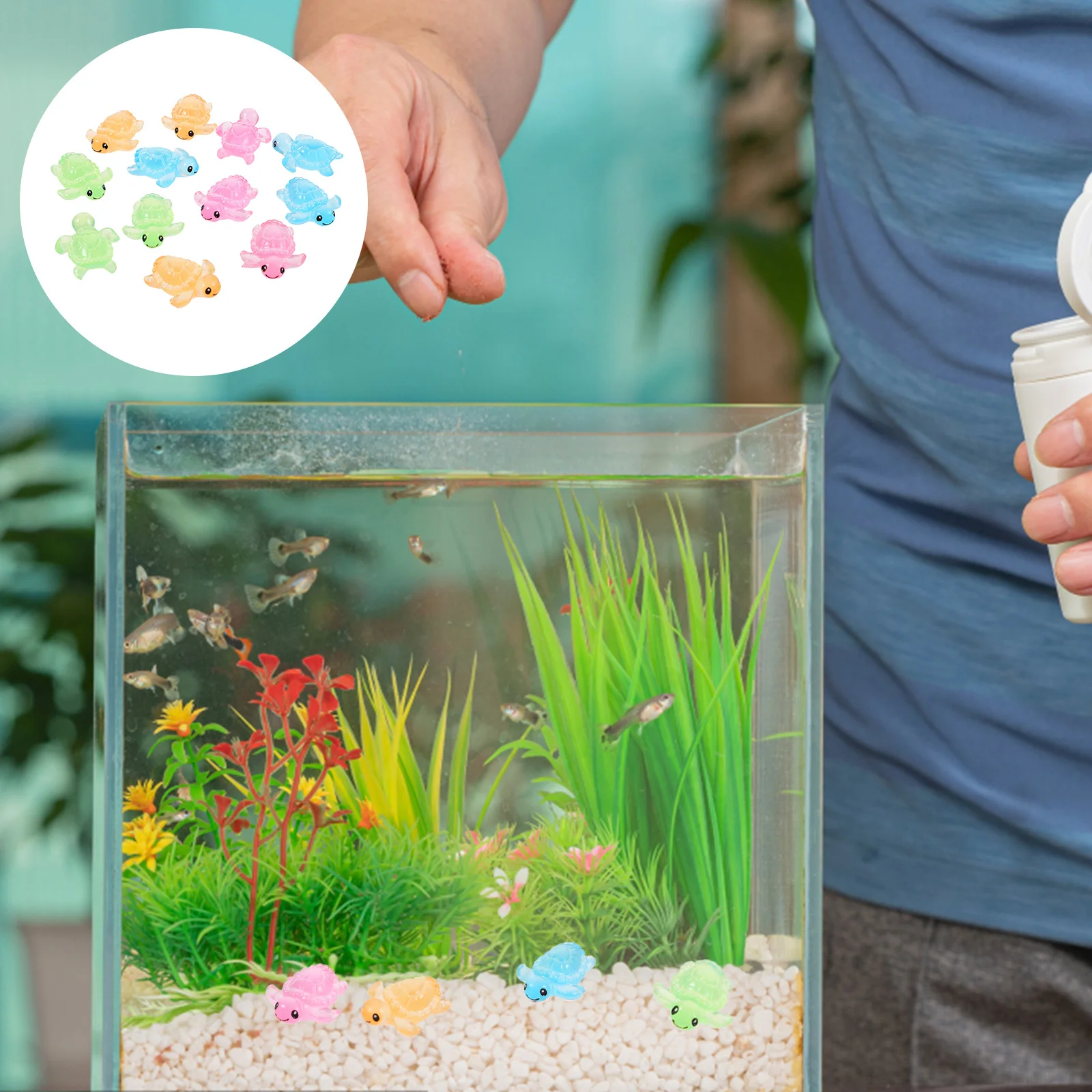 

12Pcs Glow in The Dark Mini Turtle Figurines Small Resin Decor for Fish Tank Desktop Home Decoration Charming Turtle Decor