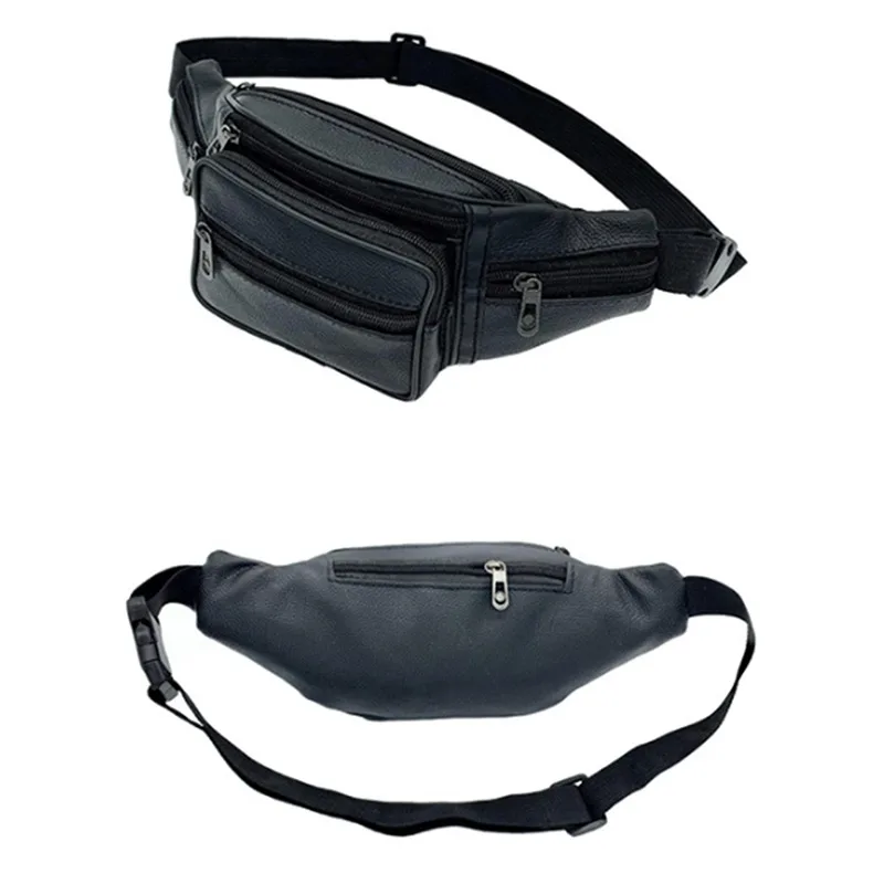 

Men's PU Leather Waist Pack Adjustable Belt Bag Multi-Pocket Fanny Pack Luxury Small Shoulder Crossbody Bag For Men