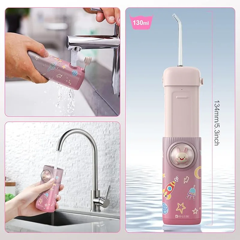 Mini Children Electric Oral Irrigator Portable Water Flosser Gums Braces Care Cordless for Teeth Cleaning Rechargeable 4 Tips