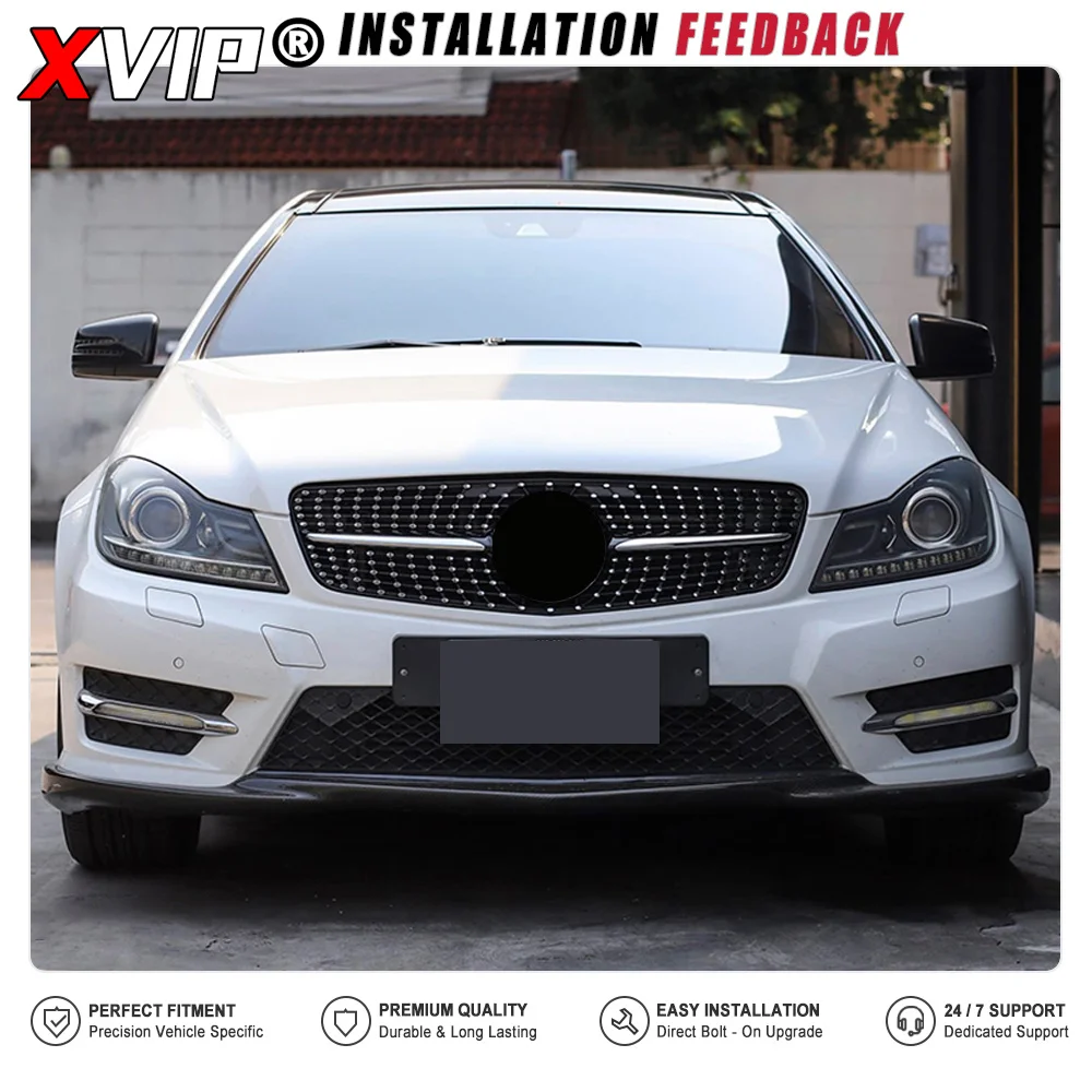 XVIP Gloss Black Diamond Style Front Grille For Mercedes Benz C-Class W204/S204/C204 2008-14 C180 C200 C230 C250 C280 C300 C350