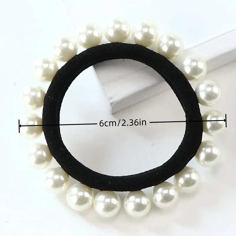 1PC Fashion Girl Elastic Hair Band Pearl Black Hair Rope Elegance Women Hair Accessories Rubber Band Ponytail Holder Tie Gum