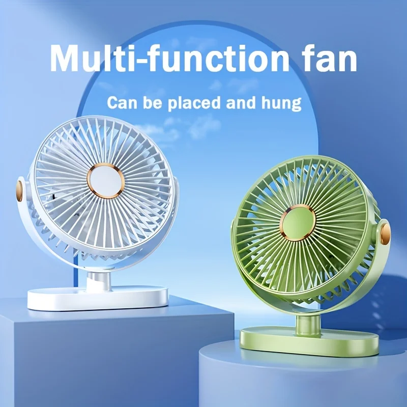 USB Desktop Fan - 7.2-inch, Silent, 5-speed, ° Rotation, Powerful and Quiet, with Hook - Compact for Office and Travel Cooling