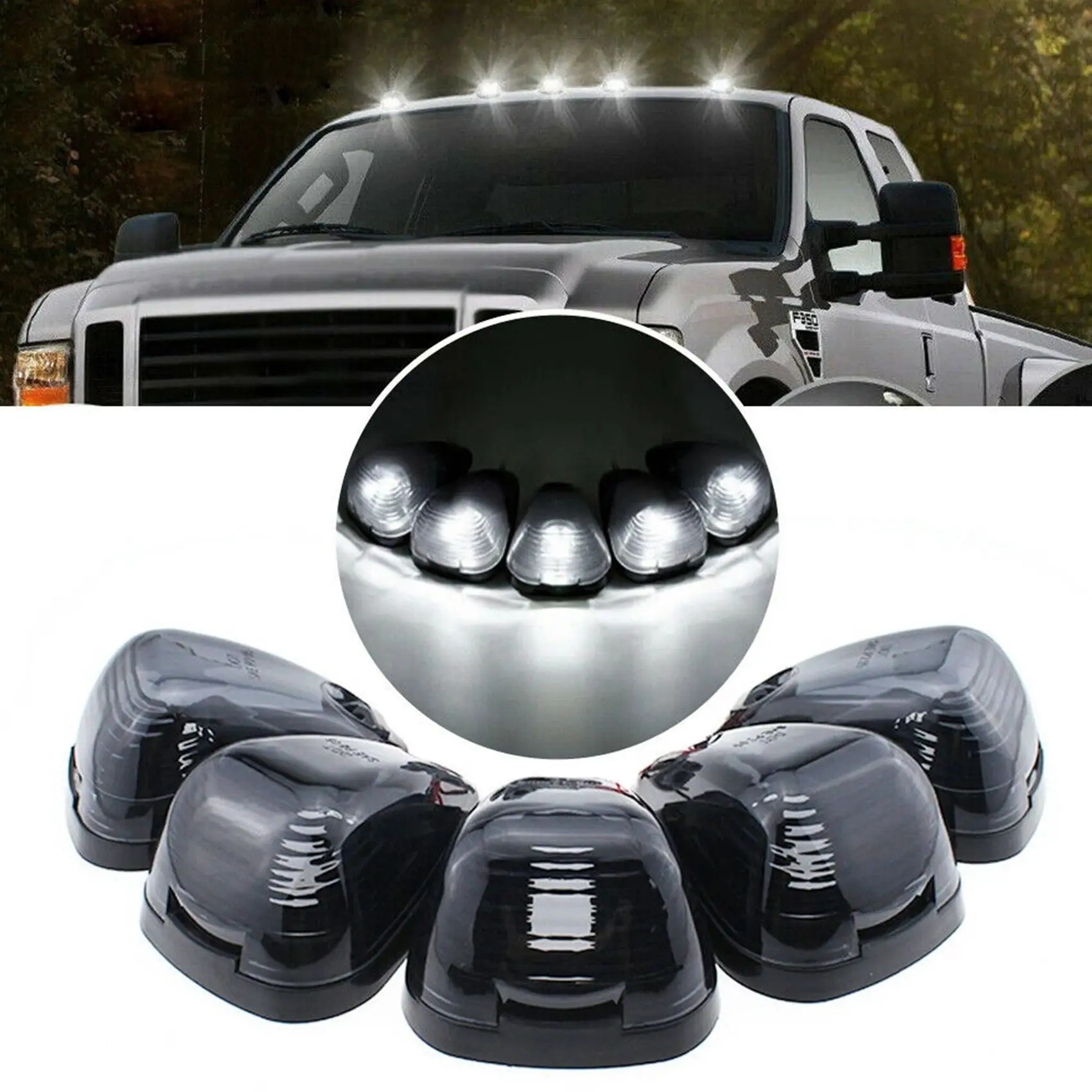 12V Car Smoke Black Lens White Light DRL LED Cab Roof Running Light Marker Light 5W for Ford Super Duty Pickup