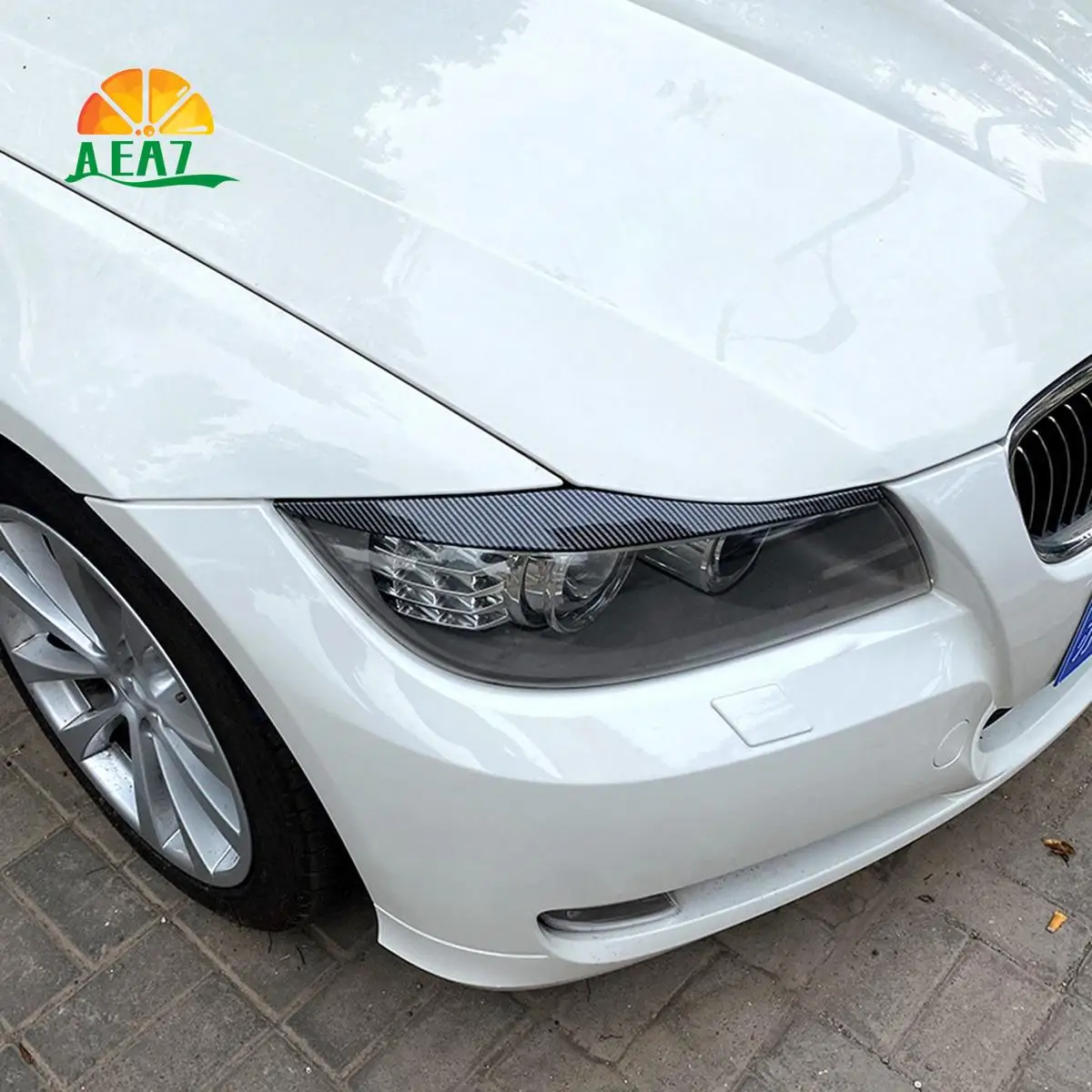 

AEA7-For BMW 3-Series E90 E91 320I 330I 2005-2012 Front Headlight Cover Garnish Strip Eyebrow Cover Trim Sticker
