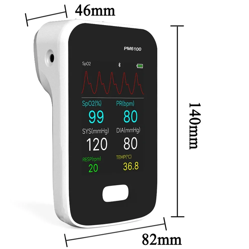 Monitor paziente portatile 6 in 1 ECG multiparametrico HR NIBP SpO2 P TEMP Monitoraggio in tempo reale con APP Bluetooth per Android iOS