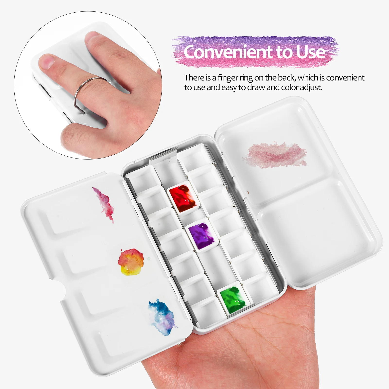 

Watercolor Palette Grids Small Painting Pigment Tin Box Card Slot Lightweight Iron Tray Travel Paint Box Easy ganization