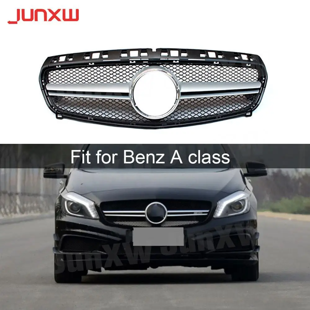 

ABS Front Bumper Grille for Mercedes Benz A class W176 A45 AMG 2013-2018 Car Racing Grills A Style ABS Black Silver