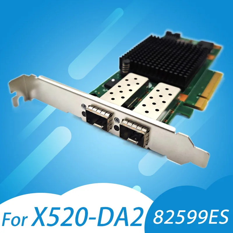 For Intel X520-DA2  E10G42BTDA SR2 82599ES Dual Optical Port 10G Gigabit Fiber Optic Network Card PCIE Black Group Huinas