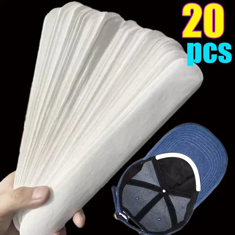 10/20Pcs Cotton Sweat-absorbing Liner Pads Hat Anti-dirt Sports Belt Cap Rim Size Reducer Sticker Neckline Invisible White Tape