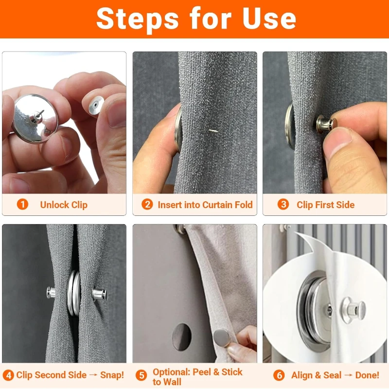 50 Pairs Curtain Magnets Closure 17mm/20mm/25mm Diameter To Keep Curtain Closed for Indoor Outdoor Shower Bedroom Office