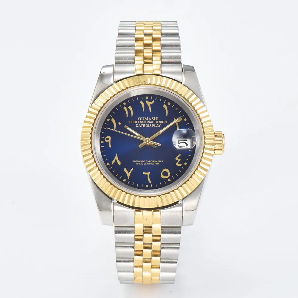 36 มม./39 มม.หรูหราที่กําหนดเองนาฬิกาผู้ชาย NH35 การเคลื่อนไหวอาหรับ dial NH35 นาฬิกา Sapphire Glass สายสแตนเลสนาฬิกาผู้ชาย