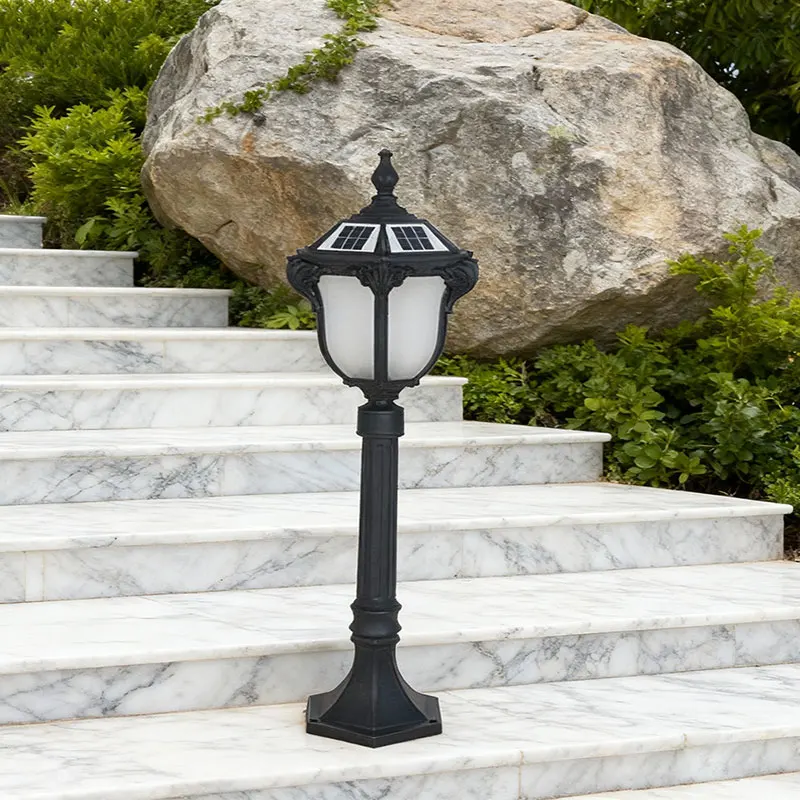 

Уличный солнечный алюминиевый газонный светильник, водонепроницаемый европейский стиль, большая колонна, вилла, сад, парк, двор, уличное освещение