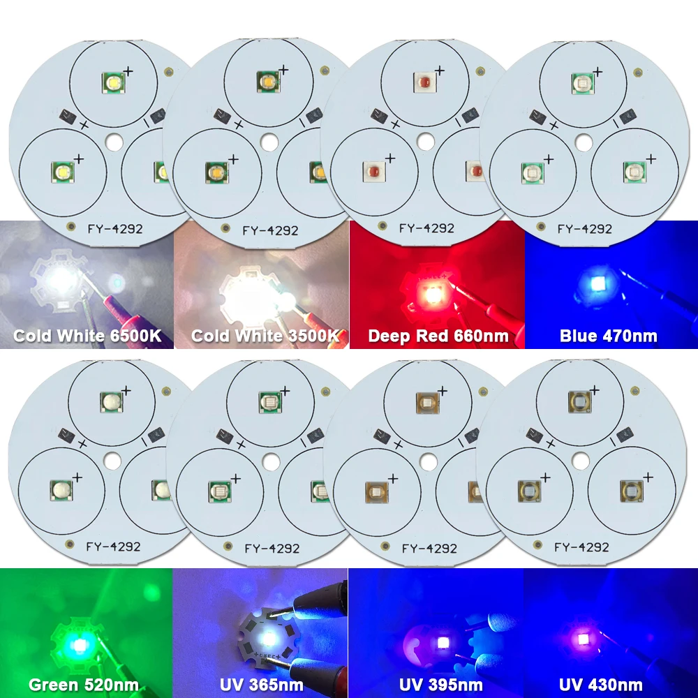 3W 9W LED PCB Board Welding Install 3X1W 3X3W XE2 3535 Chip Diodes Round Aluminum Base Plate Warm Cold White 450nm 660nm Celling