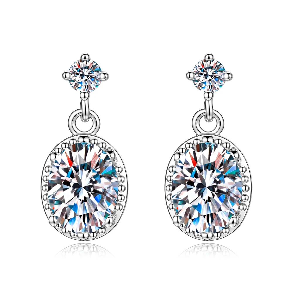 D Color 6*8mm 2CT Moissanite Earrings S925 Sterling Silver Ear Studs For Women Birthday Mother's Day Party High-End Jewelry Gift