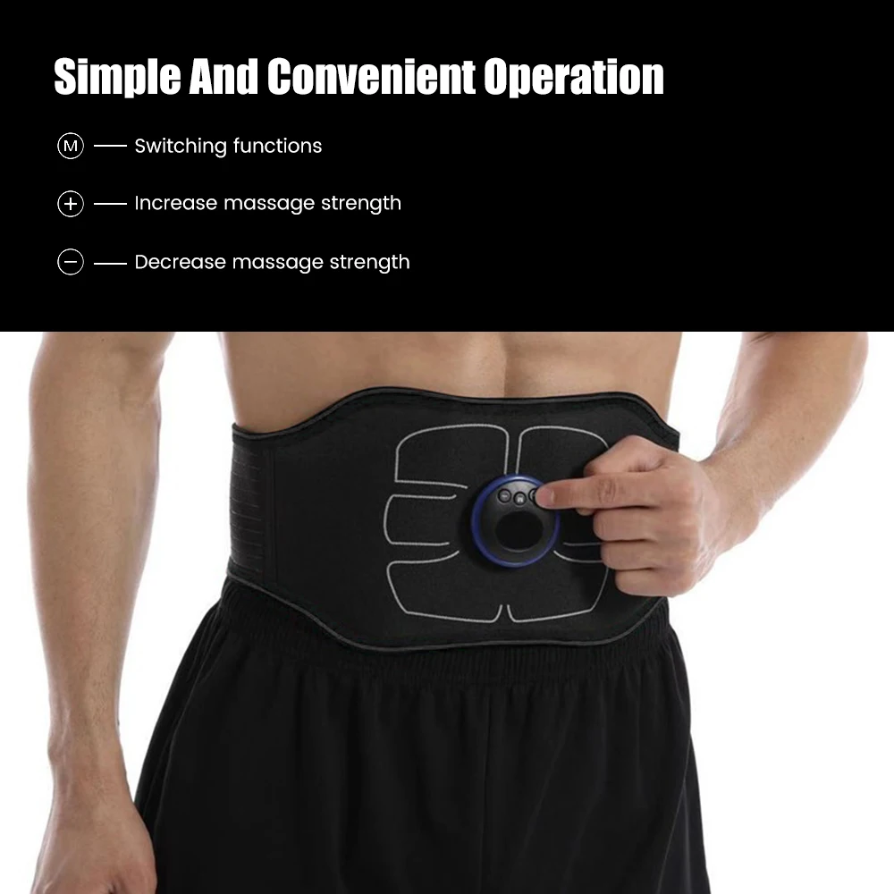 ABS Electric Muscle Stimulator EMS Abdominal Toning Belt Toner Fitness Back Massager Waist Trainer Body Slimming Shaping Machine