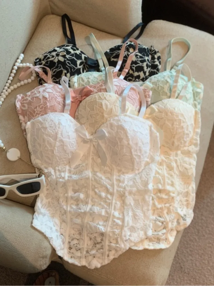 

Pure Desire Sexy Fishbone Slimming Backless Lace Bralette Summer New Style High Sensation Korean Version Commute Style Top