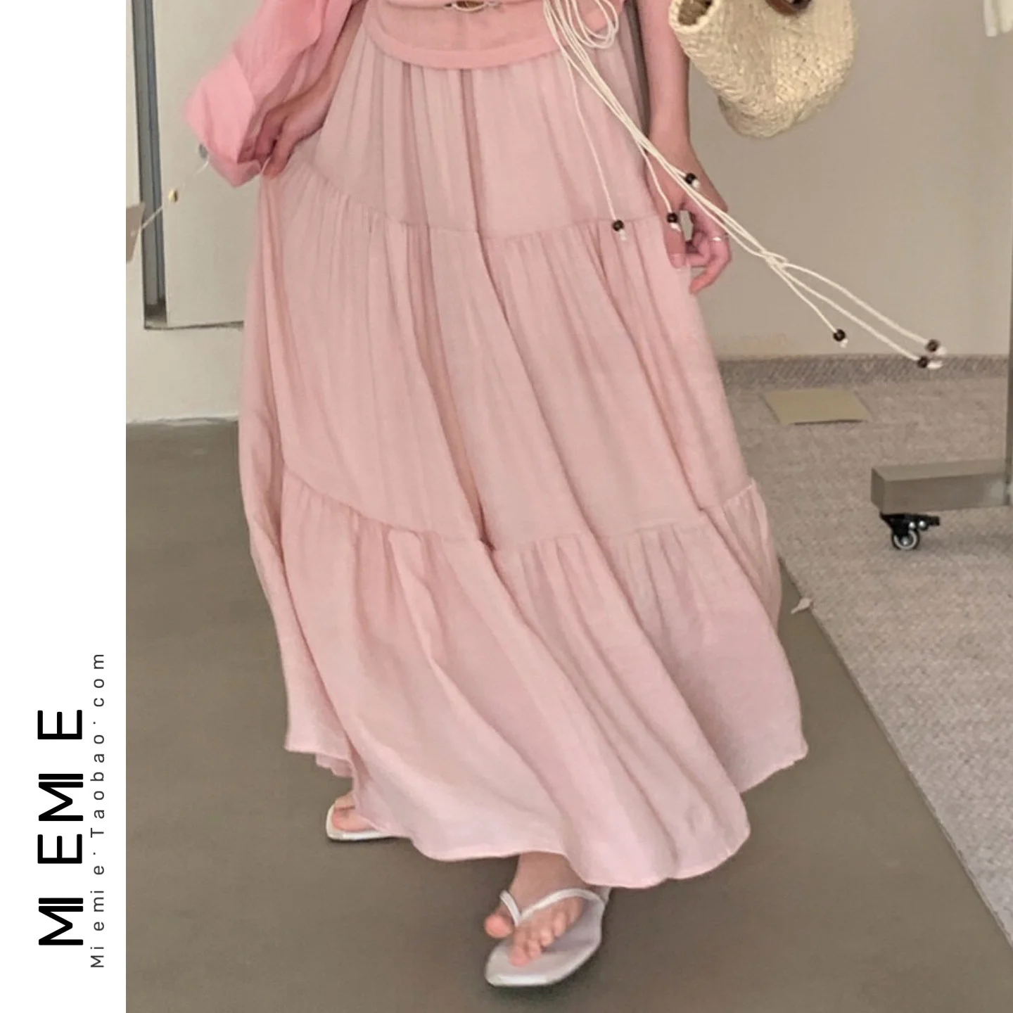 

Длинная хлопковая юбка-миди с многослойным дизайном, эластичная, с текстурой, повседневная, для работы, свободного кроя, А-силуэт