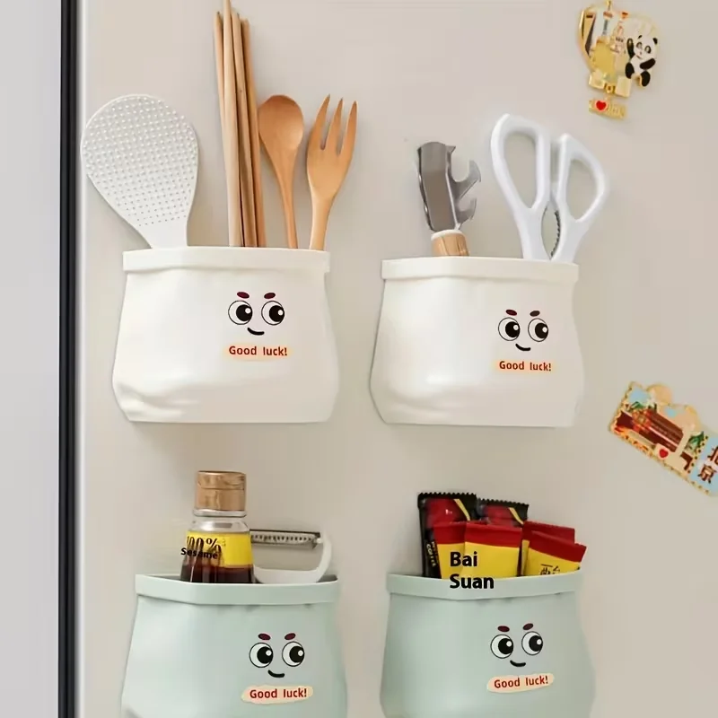 Two-piece magnetic refrigerator side-door storage box, basket for organizing kitchen utensils and seasoning packets