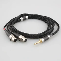 HiFi 3.5mm 4.4MM zrównoważony XLR męski 16 rdzeniowy 7N OCC czarny kabel do słuchawek dla Audeze LCD-3 LCD-2 LCD-X LCD-XC LCD-4z LCD-GX LCD-MX4