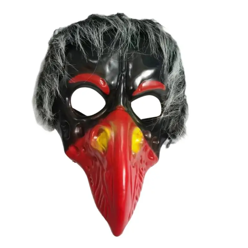 A52E Bird Face Halloween Costume Mask with Long Beak Molded Plastic Build and Soft Trim for Party Photo Use