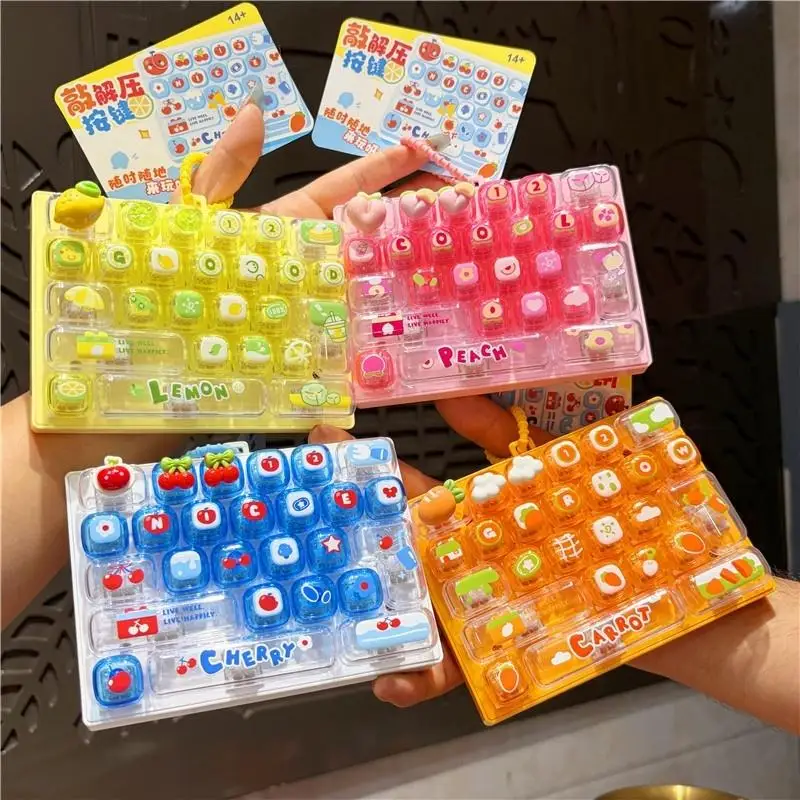 26 Key Mini Stress Relief Keyboard Toy Keychain Fun Fidget Pendant Stocking Stuffer Birthday Gift for Kids Teens