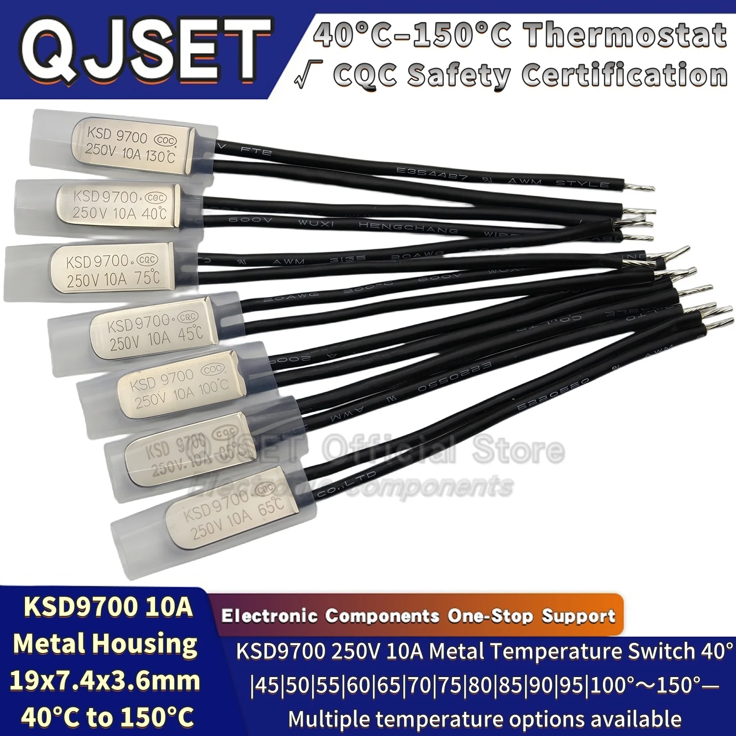 KSD9700 250V10A Metal Temperature Control Switch 40/45/50/55/60/70/80/90/95/100/110/125C-150C Thermal Protection Normally Closed