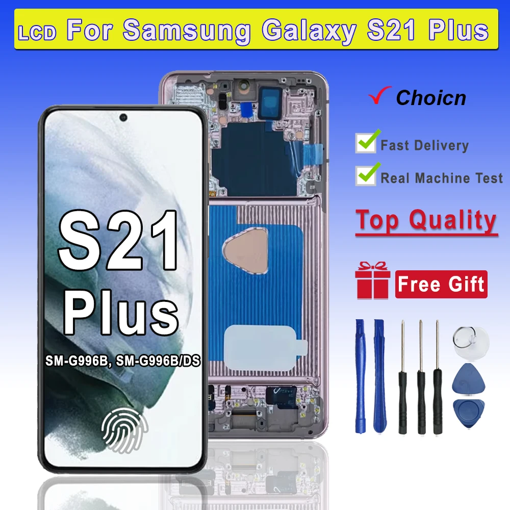スーパー-amoled-液晶サムスンギャラクシー-s21-プラス液晶タッチスクリーンデジタイザアセンブリの交換サムスン-s21-g996b-g996b-ds-液晶