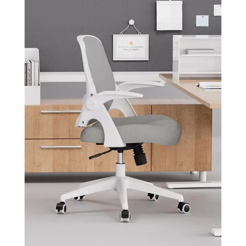 

v Office Chair, Desk Chair with Flip-Up Armrests and Saddle Cushion, Ergonomic Office Chair with S-Shaped Backrest, Swive