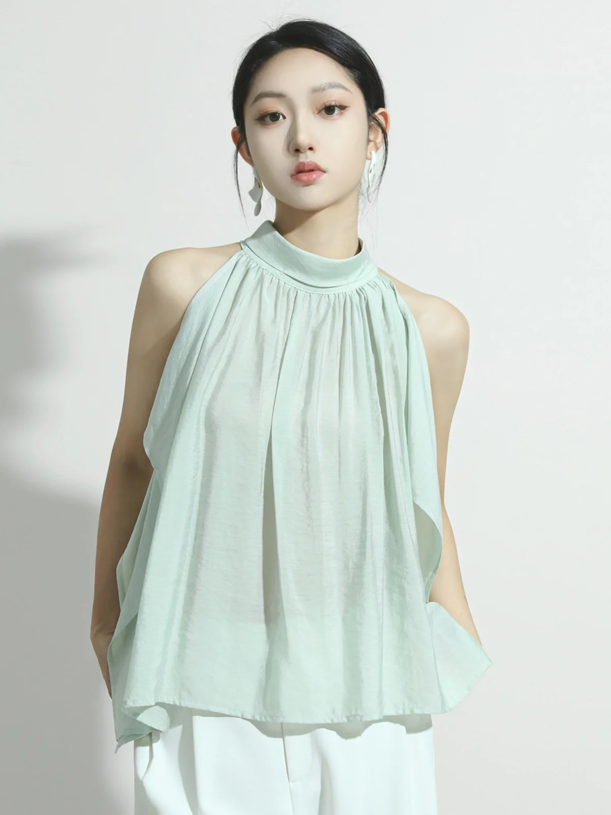 

Jolan Summer 2025 New Design Small Stand Collar Svel Vest Top T826 Retro Commute Sle Pure Color Loose Fit Vest