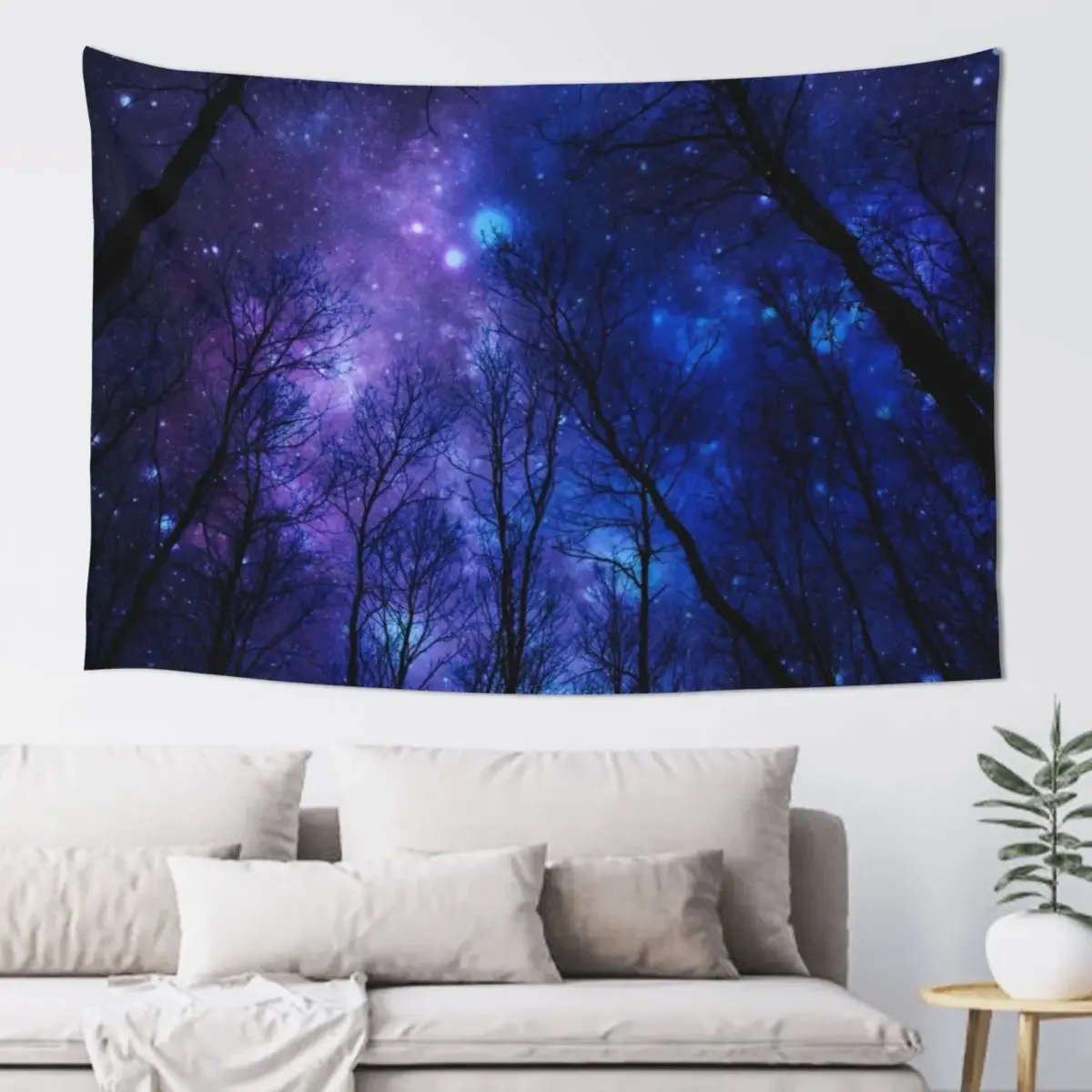 

Black Trees Deep Blue Purple Space Tapestry Bedrooms Decor House Decoration Mushroom House Decor Tapestry