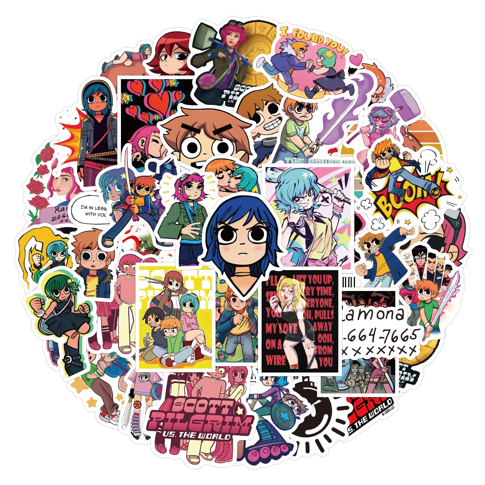 10/30/50pcs Movie Scott Pilgrim Graffiti Stickers Decoration Luggage Scrapbook Notebook Car Luggage Waterproof Cartoon Decals