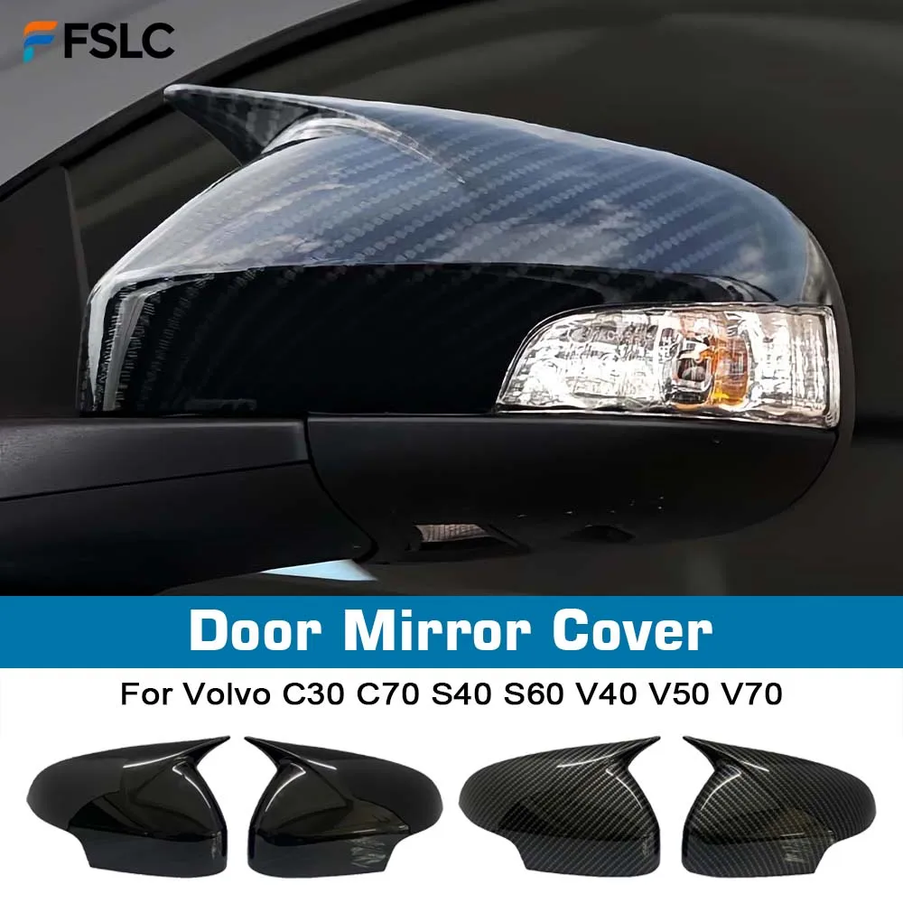

⭐Genuine⭐ Car Decoration Door Mirror Cover For Volvo C30 C70 S40 S60 V40 V50 V70 2008-2010 Carbon Fiber Car Rearview Accessories